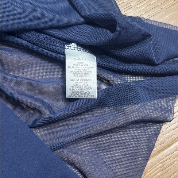 Derek Heart Navy Blue Tiered Dress Size S Fit & Flare Mesh Skirt - Picture 4 of 6